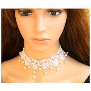 Amina Faux Pearl Lace Choker