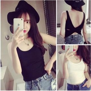 QZ Lady Sleeveless Cut-out Back Top