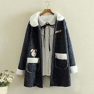 Storyland Fleece-Lined Applique Buttoned Coat