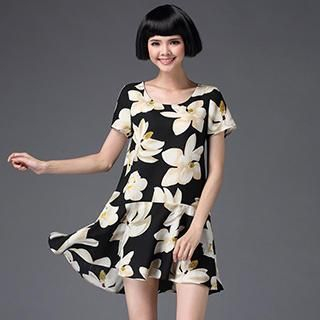 Mythmax Short-Sleeve Flower-Print Dress