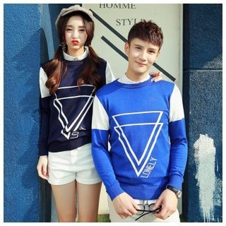 Simpair Triangle Print Couple Sweater