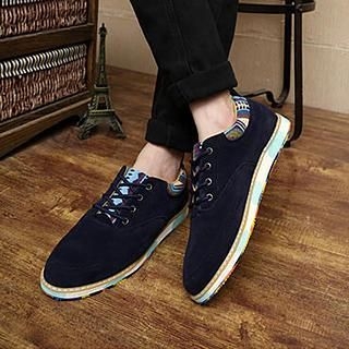Preppy Boys Print Panel Lace-Up Sneakers