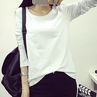 Fashion Street Long-Sleeve Round Neck T-shirt