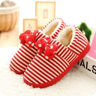 Fun House Bow Accent Striped Slippers