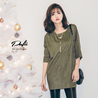 PUFII Faux-Suede Long Top