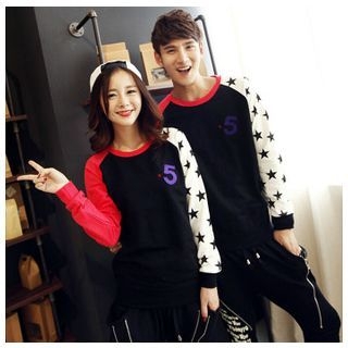 Azure Couple Star Panel Number Pullover