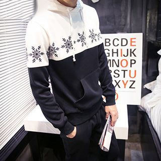 maxhomme Snowflake Print Hooded Pullover