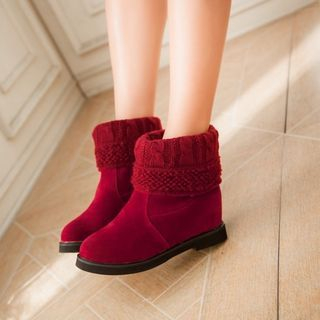 Colorful Shoes Knit Panel Hidden Wedge Ankle Boots