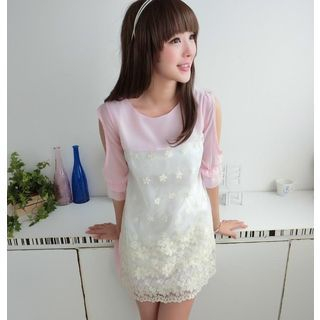 59 Seconds 3/4-Sleeve Embroidered Dress