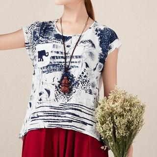 Romantica Short-Sleeve Printed Top