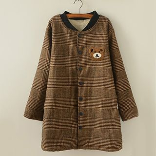 Angel Love Bear Applique Plaid Jacket