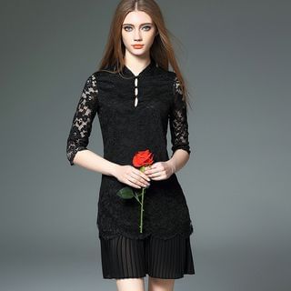 Y:Q Patchwork Chinese-Style Lace Dress