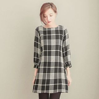 Tokyo Fashion Plaid 3/4-Sleeve Dress