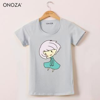 Onoza Short-Sleeve Cartoon-Print T-Shirt