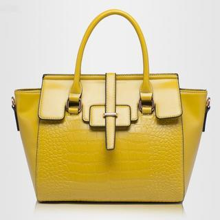 M.R. Faux-Leather Croc-Grain Tote