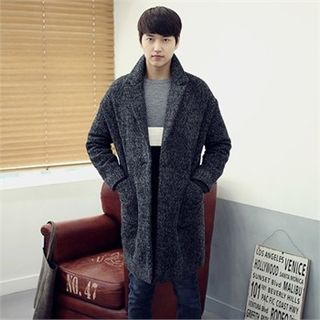 MITOSHOP Notched-Lapel Double-Breasted M lange Coat