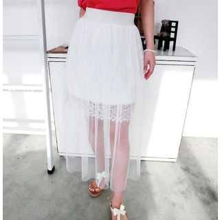 59 Seconds Tulle Overlay Lace Skirt White - One Size