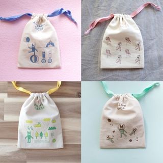 Full House Printed Drawstring Pouch