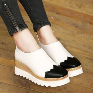Anran Two-Tone Platform Loafers