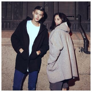 Simpair Matching Couple Hooded Snap-Button Coat