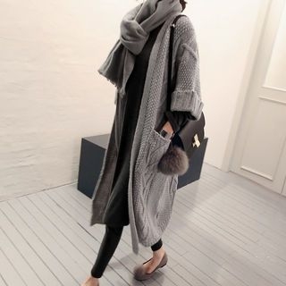 NANING9 3/4-Sleeve Cable-Knit Cardigan
