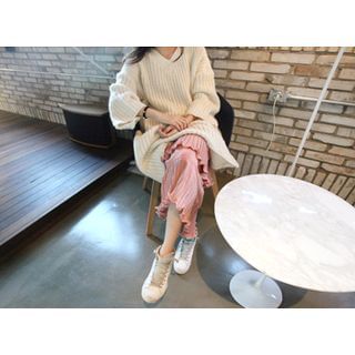 MARSHMALLOW Snap-Button Oversized Long Cardigan