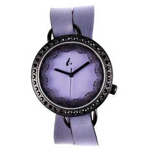 t. watch Stainless Steel Water Resistant Leather Strap Watch Purple - One Size