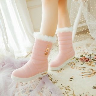 Pastel Pairs Buckled Mid-Calf Snow Boots