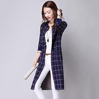 Romantica Check Long Cardigan