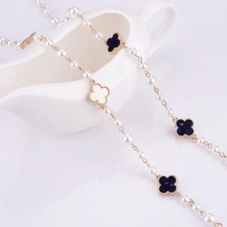 Best Jewellery Four Leaf-Clover Faux Pearl Long Necklace