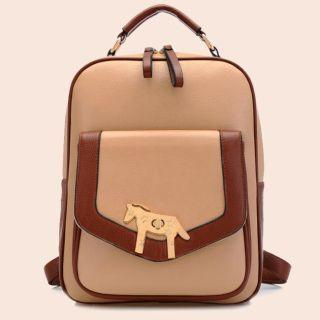 BeiBaoBao Horse-Lock Faux-Leather Backpack