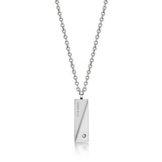 Kenny & co. Dimensional Cut Steel Pendant Necklace with Crystal Steel - One Size