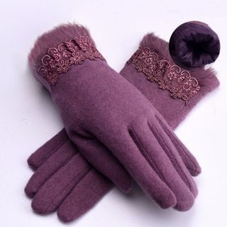 RGLT Scarves Wool Blend Lace Panel Gloves