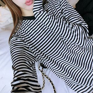 Eva Fashion Long-Sleeve Striped Dress