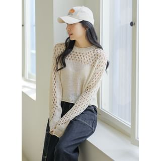 THEONME Cropped Net Sweater