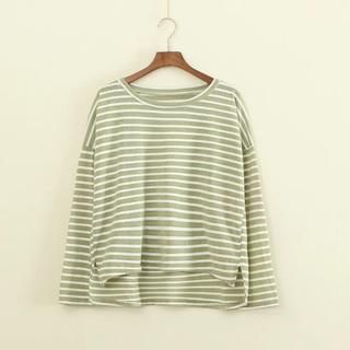 Mushi Long Sleeved Striped Dip Back T-shirt