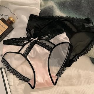 Bow Cutout Panel Lace Panty