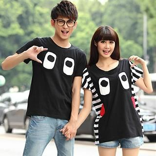 Igsoo Print Couple Short-Sleeve T-Shirt