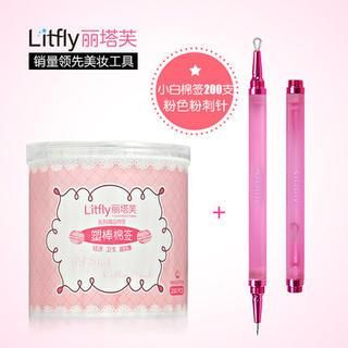 Litfly Double Ended Blackhead Remover + Cotton Swabs   1 pc + 200 pcs