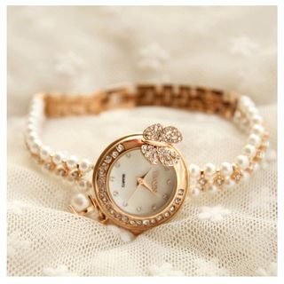 Nanazi Jewelry Faux Pearl Bracelet Watch
