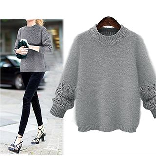 Sugar Town Cable Knit Sleeve Sweater