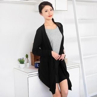 59 Seconds Curved Hem Open-Front Long Cardigan