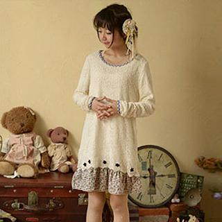 Moriville Long-Sleeved Crocheted Dress
