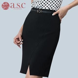 Aision Slit-Front Pencil Skirt