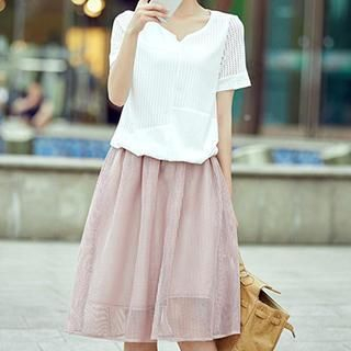 Romantica Set: Short-Sleeve Top + A-Line Skirt