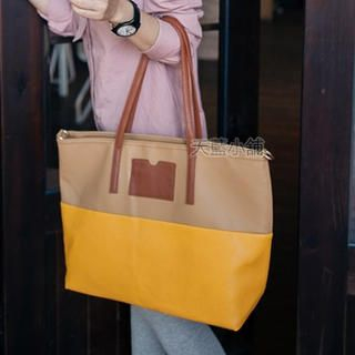 Contrast-Color Panel Tote