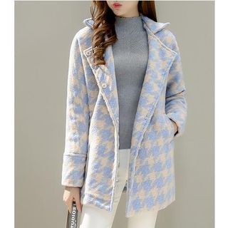 Dowisi Houndstooth Snap Button Coat