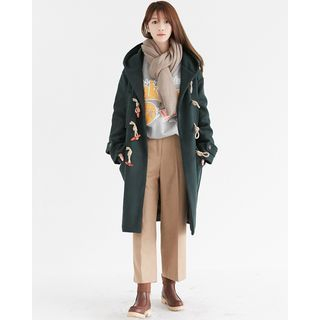 Someday, if Toggle-Button Wool Blend Hooded Coat