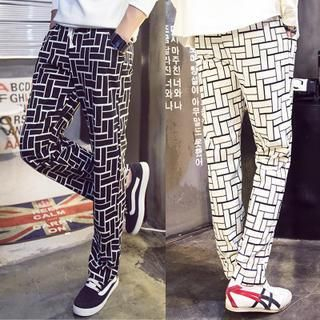 Bay Go Mall Pattern Straight Cut Pants