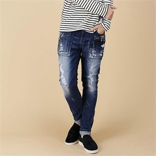 THE COVER Zip-Trim Distressed Jeans